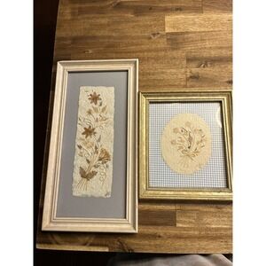 Pressed Dried Flower Art Framed And Matted Set Of 2